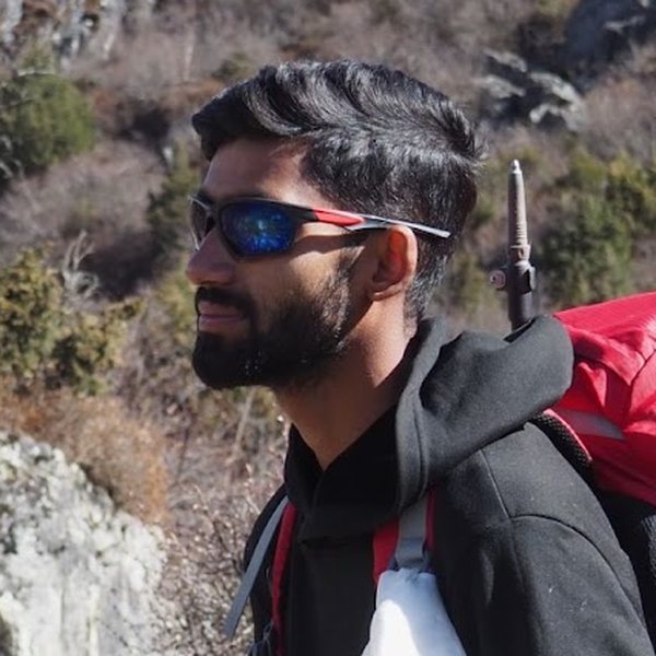 Sandip, founder and lead guide, on the trail in the Himalaya